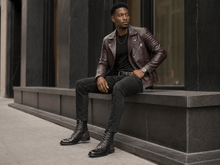 Load image into Gallery viewer, RichandRich_Biz Elegant Burgundy Men's Biker Boot Boot - Rich and Rich Homeopportunities
