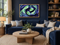 Rich and Rich Nocturne Swirl Ink Natural Wood Frame Painting