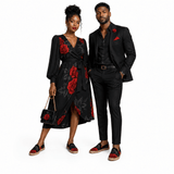 Unisex slip-on espadrilles with black and red rose design and jute insole — product detail