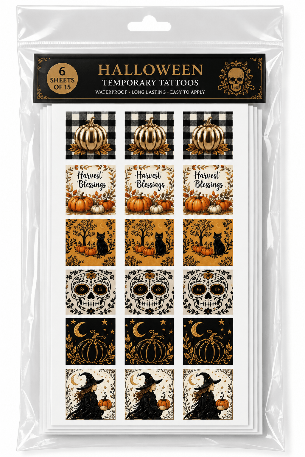 Rich and Rich Halloween Personalized Temporary Tatoo Set of 6 Sheets - Rich and Rich Homeopportunities