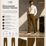 Brown men's tracksuit trousers with side stripes in Rox Sports Jersey fabric — alternate view