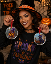Load image into Gallery viewer, Rich and Rich Halloween Pumpkin and Cat Glass Ornaments-Two For $20
