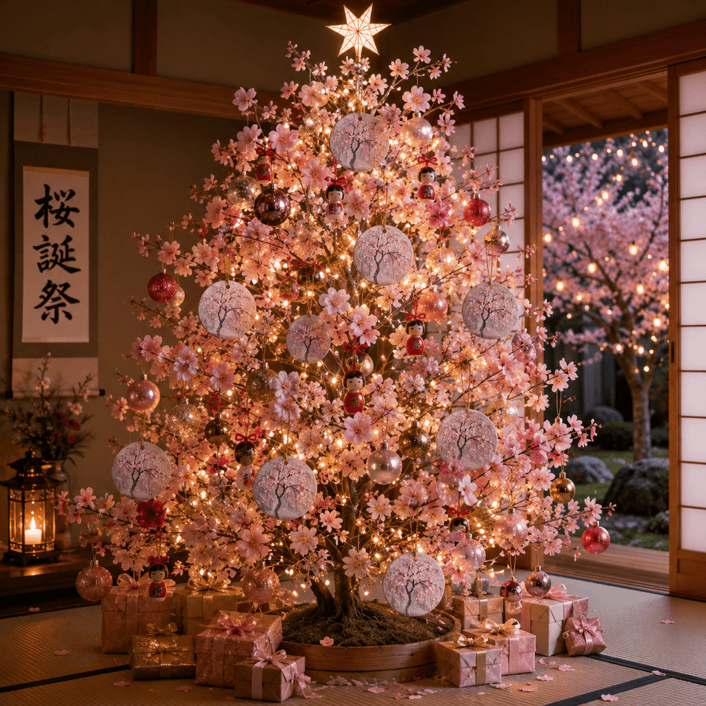 Rich and Rich Cherry Blossom Tree Round Ceramic Ornament Two Designer Sides - Rich and Rich Homeopportunities