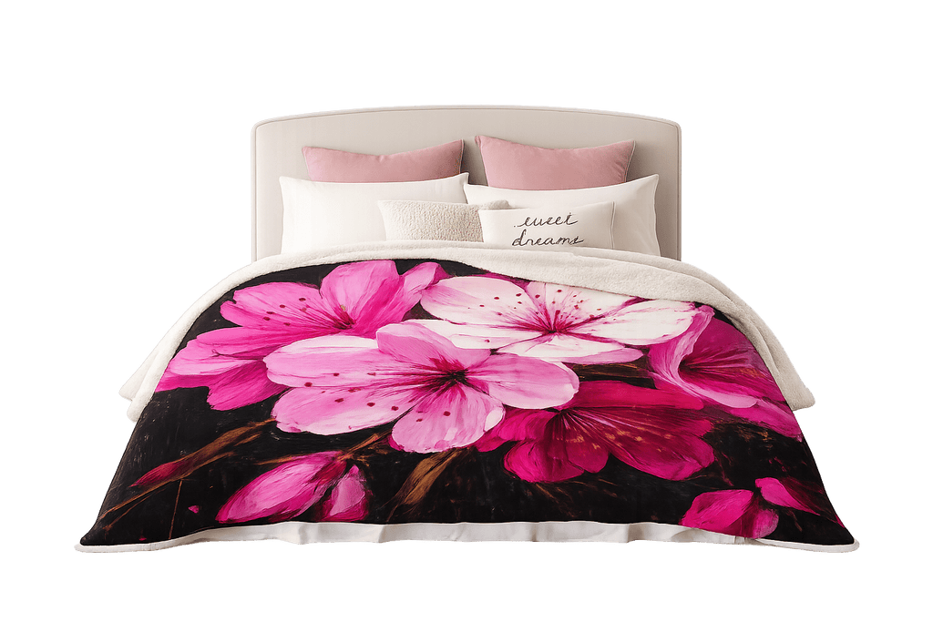 Rich and Rich Japanese Cherry Blossom Sherpa Fleece Blanket 90 x 108 - Rich and Rich Homeopportunities
