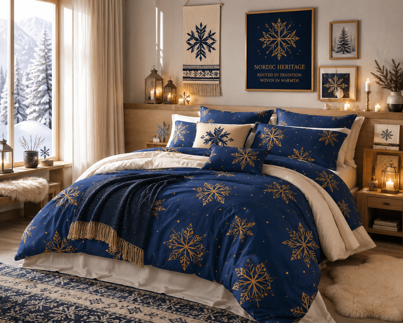 Rich and Rich Nordic Snowflake Sherpa Fleece Blanket 90 x 108 - Rich and Rich Homeopportunities