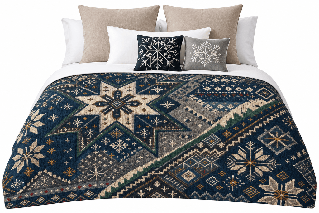 Rich and Rich Nordic Snowflake Sherpa Fleece Blanket 90 x 108 - Rich and Rich Homeopportunities