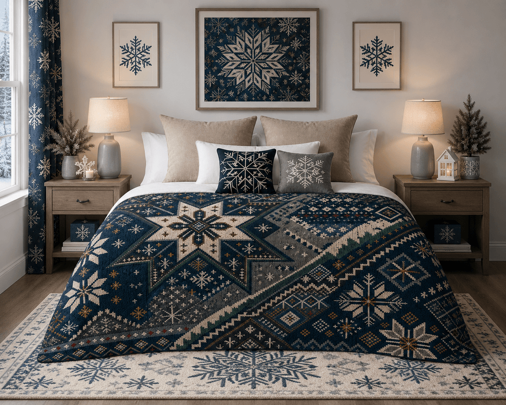 Rich and Rich Nordic Snowflake Sherpa Fleece Blanket 90 x 108 - Rich and Rich Homeopportunities