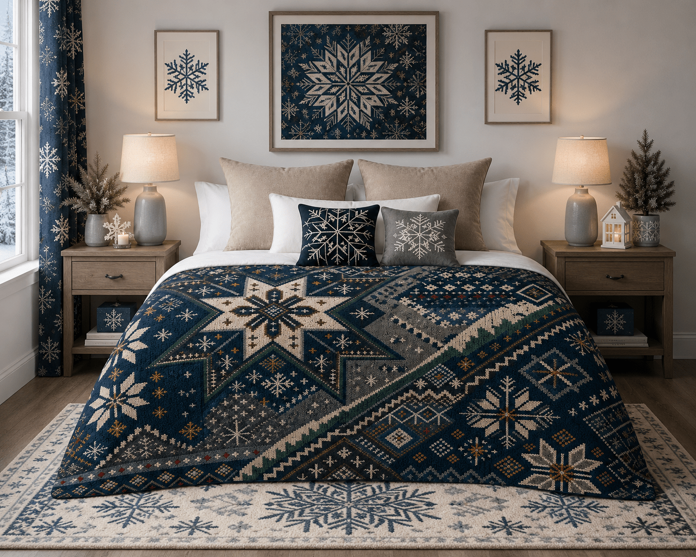 Rich and Rich Nordic Snowflake Sherpa Fleece Blanket 90 x 108 - Rich and Rich Homeopportunities