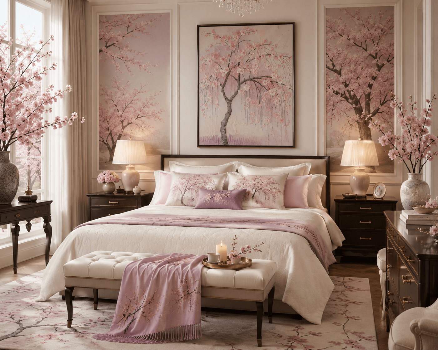 A Rich and Rich Cherry Blossom Tree Framed Art Print Black Framed Art Print 20×30inch - Rich and Rich Homeopportunities