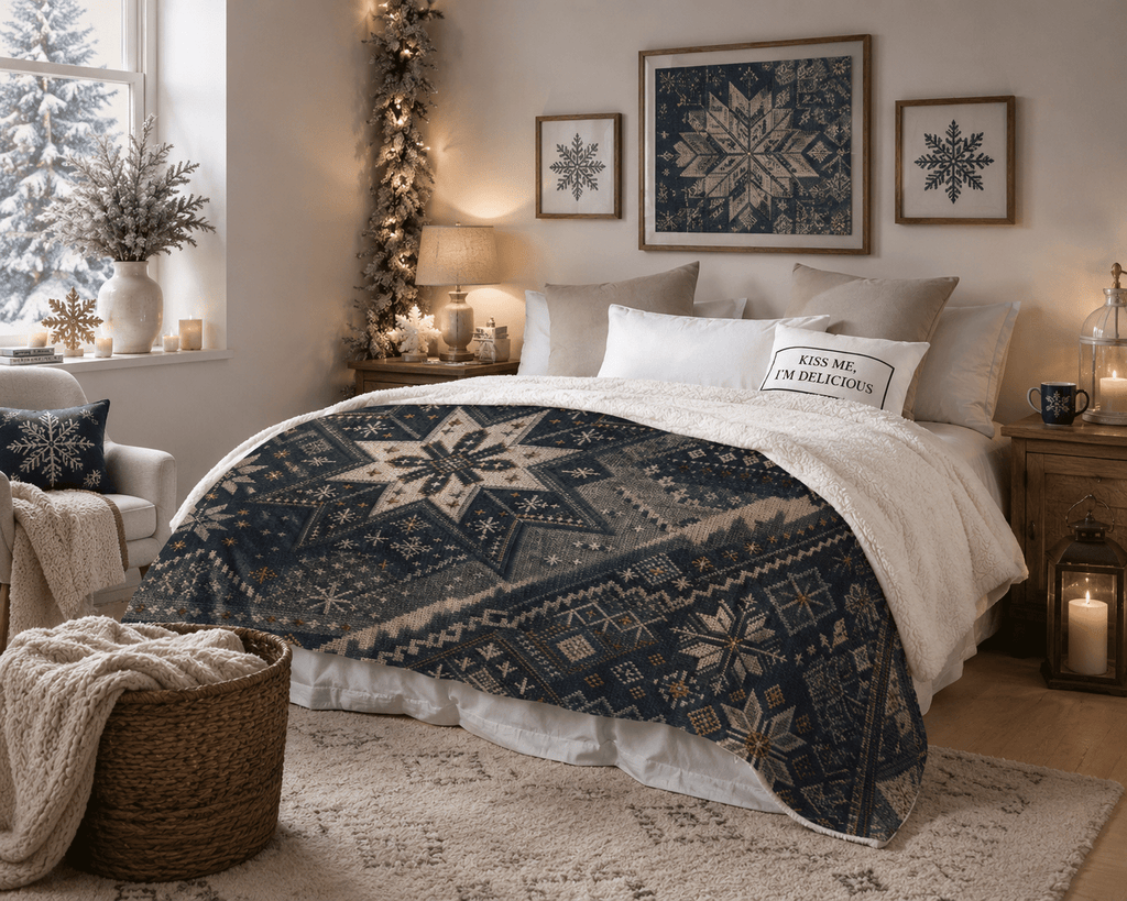 Rich and Rich Nordic Snowflake Sherpa Fleece Blanket 90 x 108 - Rich and Rich Homeopportunities