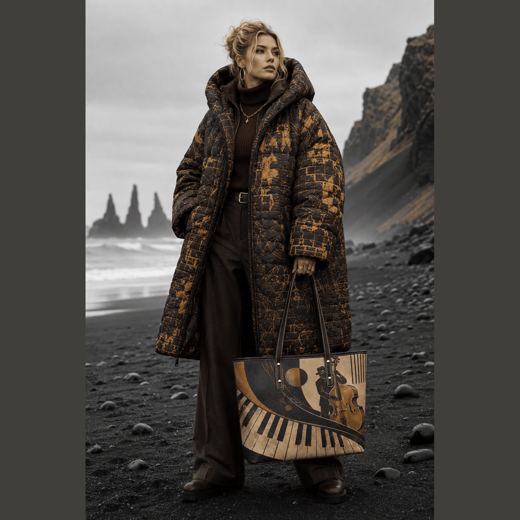 Rich and Rich Jazz Upright Bass Women's PU Leather Brown Tote Bag - Rich and Rich Homeopportunities