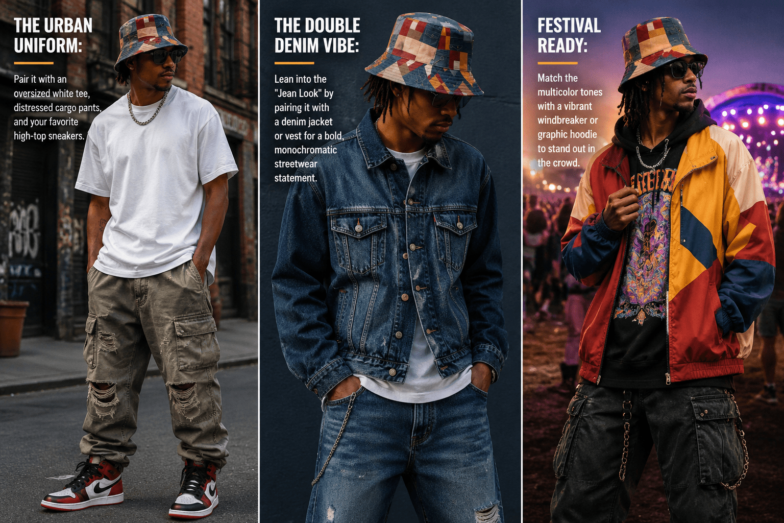 Rich and Rich Unisex Jean Look Multicolor Bucket Hat – Premium Cotton Streetwear Hat - Rich and Rich Homeopportunities