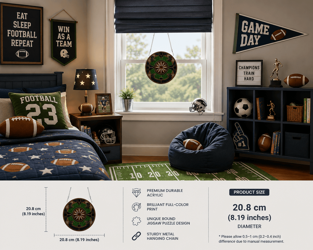 Rich and Rich Gridiron Glory Acrylic Kids Jigsaw Football Window Ornament - Rich and Rich Homeopportunities