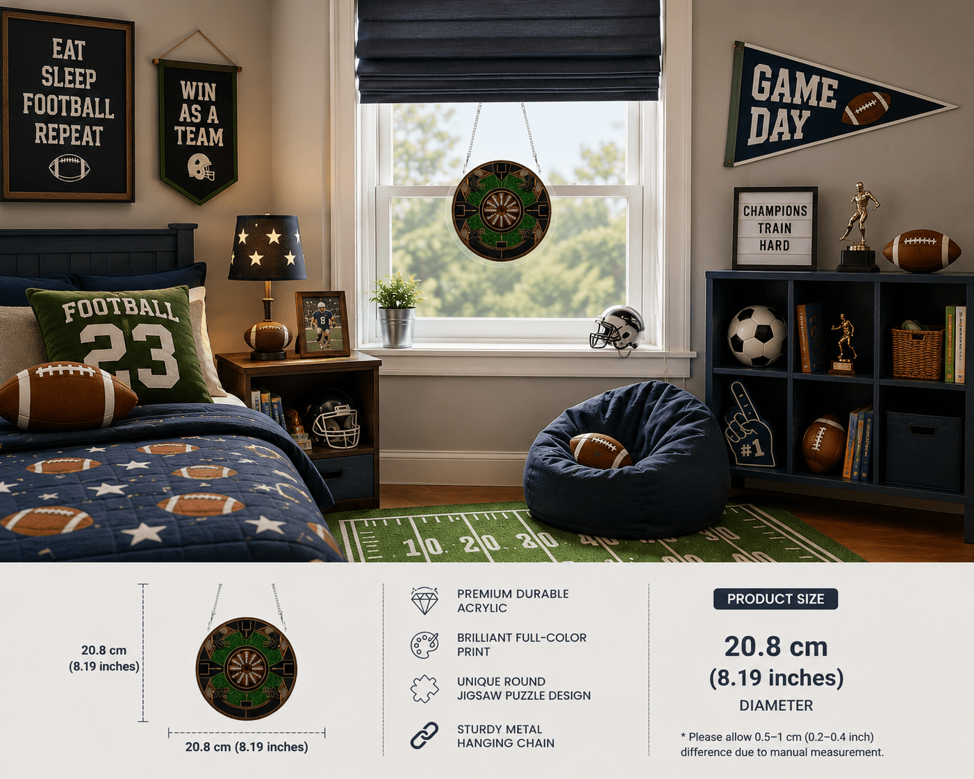 Rich and Rich Gridiron Glory Acrylic Kids Jigsaw Football Window Ornament - Rich and Rich Homeopportunities