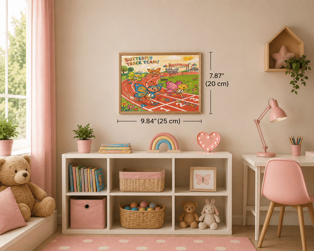 Rich and Rich Butterflies Track Team Kids Wooden 120 piece Jigsaw Puzzle Wall Art - Rich and Rich Homeopportunities