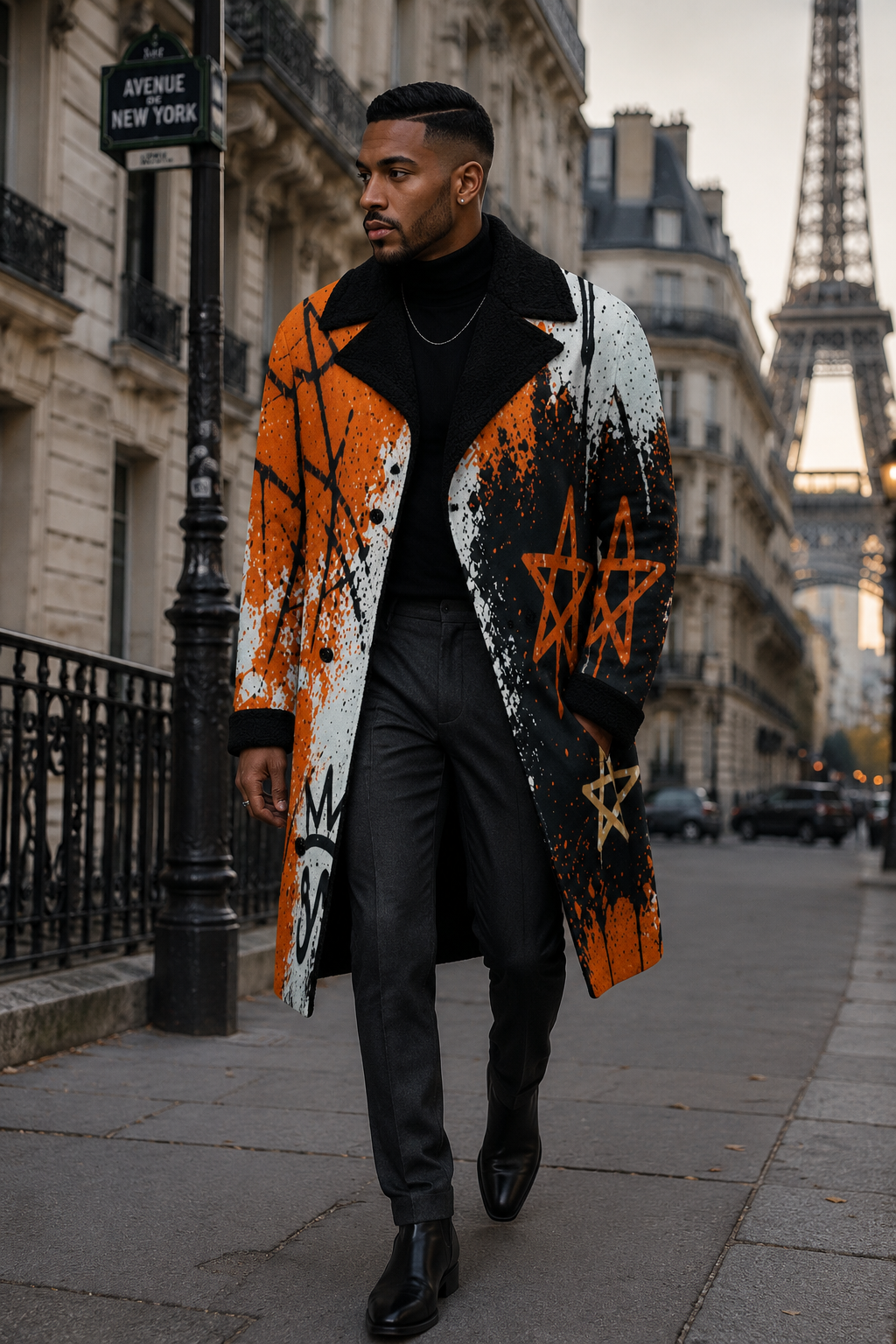 A Rich and Rich Orange Streetwear Hyperbeast Men's Double Breasted Coat