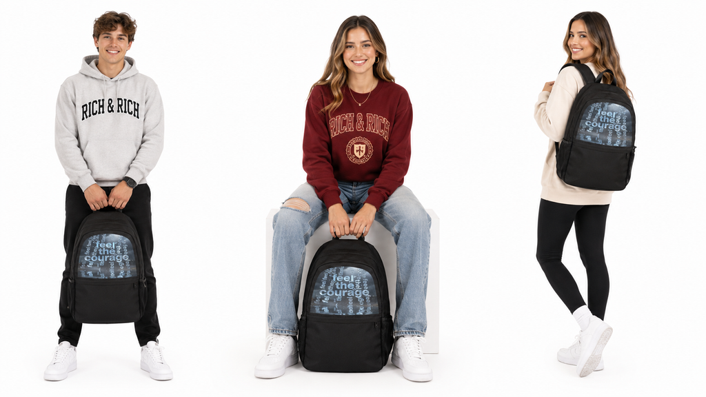 Rich and Rich Feel The Courage Unisex Black Backpack