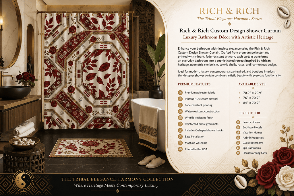 The Tribal Elegance Harmony Series – Crimson Oasis Shower Curtain Shower Curtain 84x70.9inch - Rich and Rich Homeopportunities
