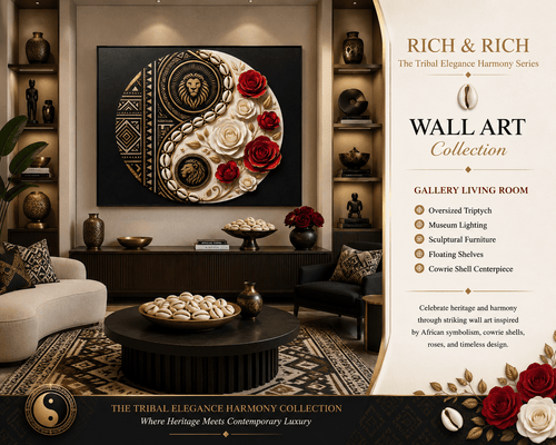 Rich and Rich Luxury Yin-Yang with Tribal Accents Framed Canvas Wall Art - Rich and Rich Homeopportunities