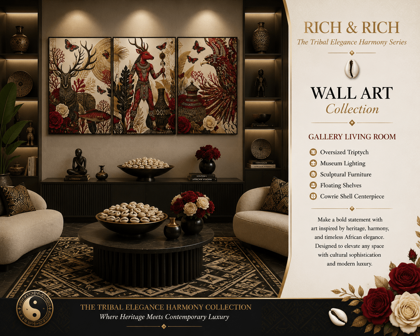 Rich and Rich Tribal 3 Part Elegance Art Prints 16"x20" (Set of 3) - Rich and Rich Homeopportunities