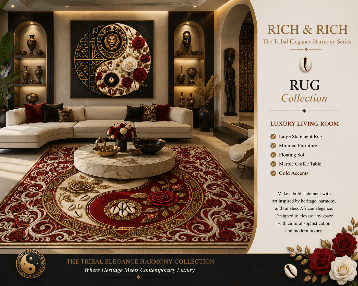 The Tribal Elegance Harmony Series – Crimson Sanctuary Rug 60x24inch - Rich and Rich Homeopportunities