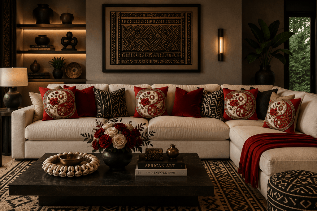 The Tribal Elegance Harmony Series – Crimson Balance Linen Throw Pillow 18x18inch (with Pillow Core)(2-Pack) - Rich and Rich Homeopportunities