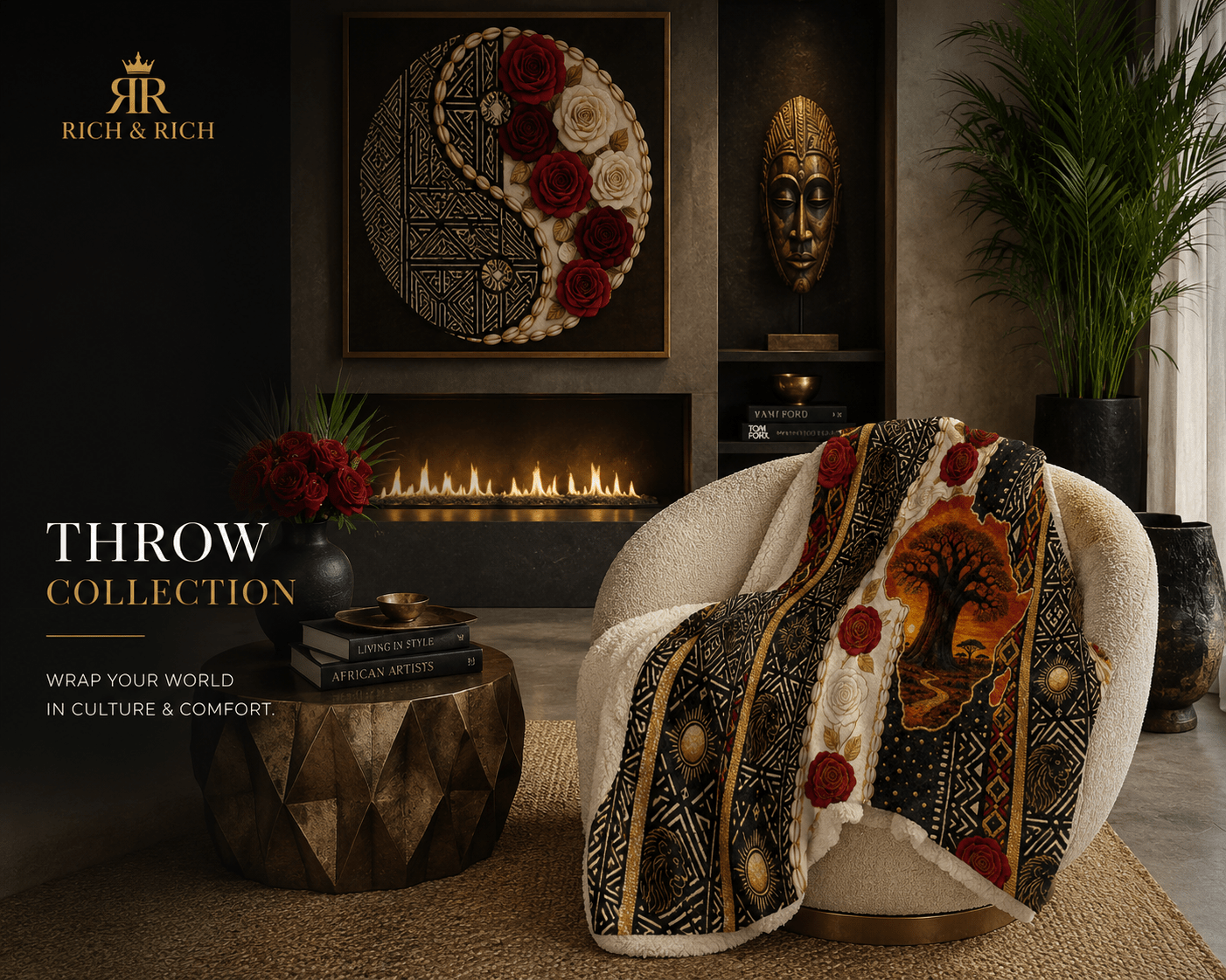 Tribal Baobab Sunset Soft Micro Fleece Throw 50 x 70 - Rich and Rich Homeopportunities