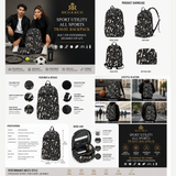 Travel backpack with sport-inspired artwork, padded laptop sleeve and multiple exterior pockets