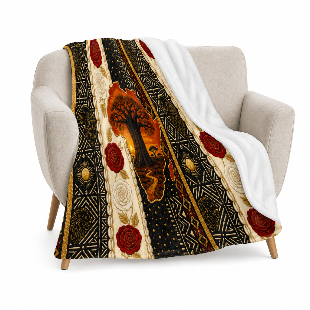 Tribal Baobab Sunset Soft Micro Fleece Throw 50 x 70