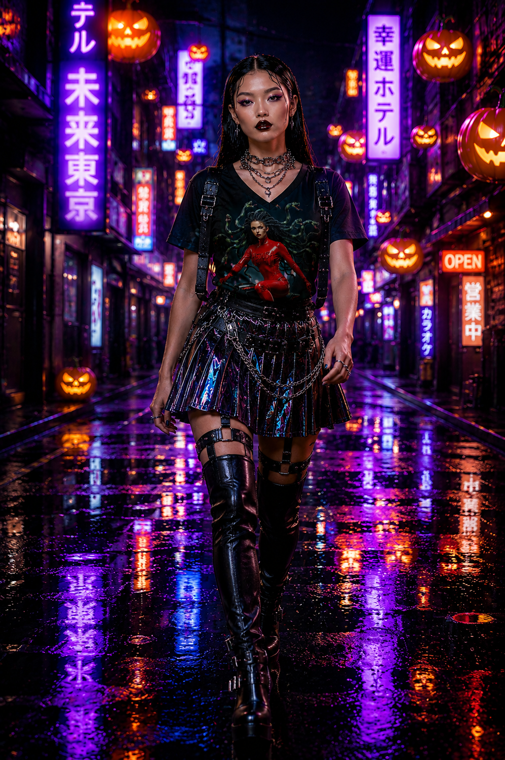 A Rich and Rich Cyberpunk Medusa On Futuristic Broomstick Women's V-Neck T-Shirt - Rich and Rich Homeopportunities