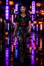 Load image into Gallery viewer, A Rich and Rich Cyberpunk Medusa On Futuristic Broomstick Women's V-Neck T-Shirt - Rich and Rich Homeopportunities
