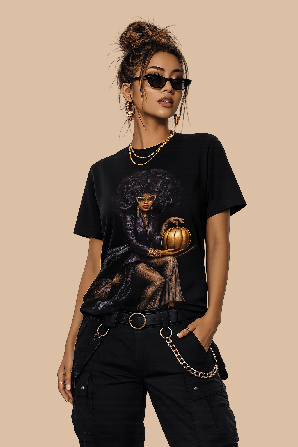 A Rich and Rich Women's Halloween On A Broomstick Black T-shirt - Rich and Rich Homeopportunities