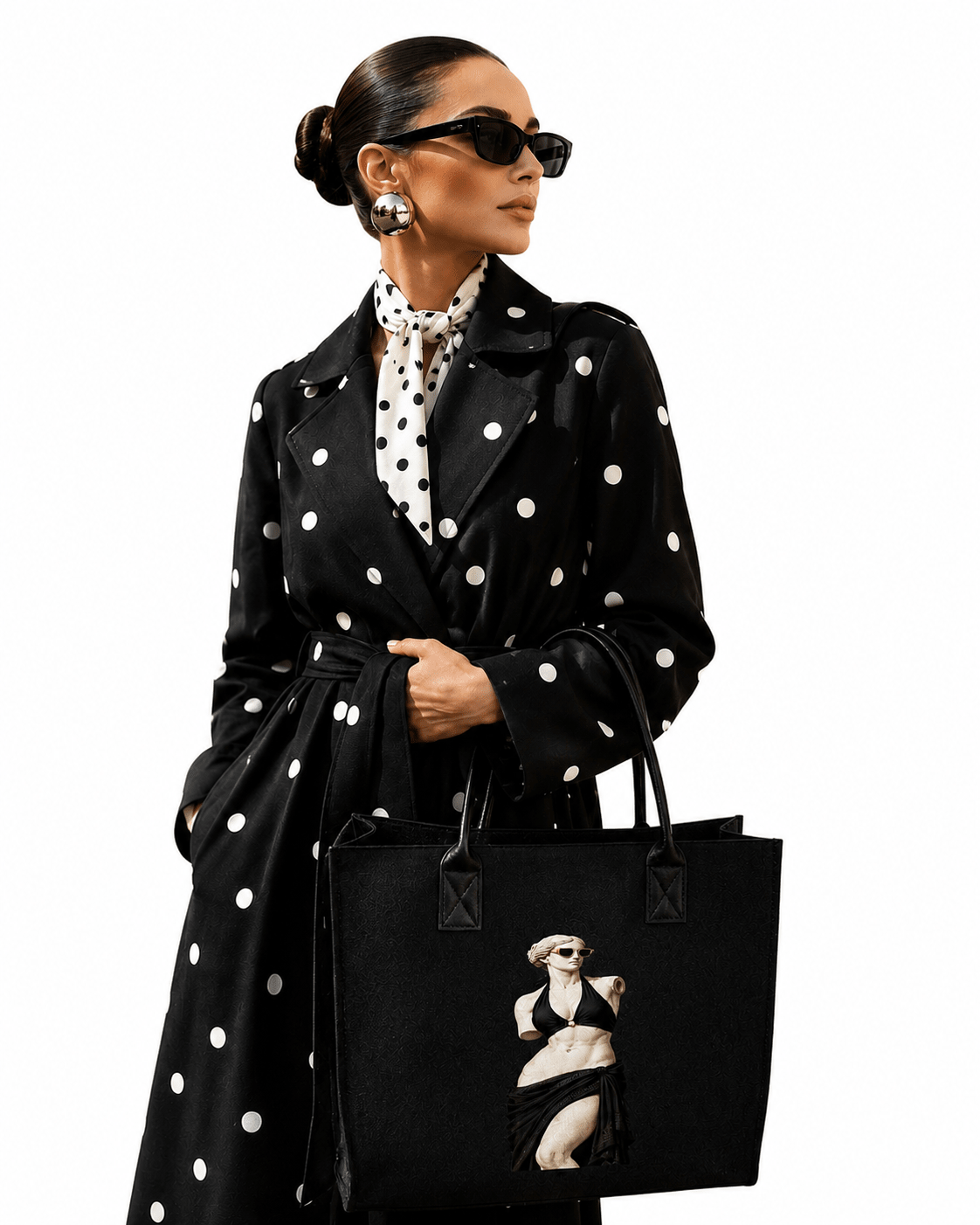 Rich and Rich Modern Goddess Black Felt Tote Bag | Premium Reusable Shopping, Work & Travel Tote | Made in USA - Rich and Rich Homeopportunities