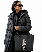 Load image into Gallery viewer, Rich and Rich Modern Goddess Dark Gray Felt Tote Bag | Durable Reusable Everyday Shopping Tote | Made in USA
