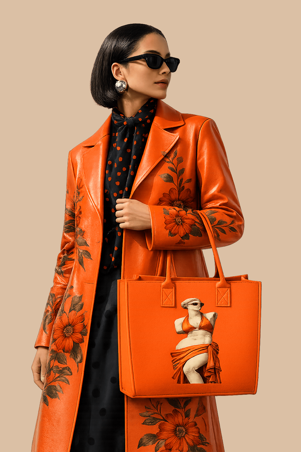 Rich and Rich Modern Goddess Fruit Orange Felt Tote Bag | Reusable Everyday Shopping & Travel Tote | Made in USA - Rich and Rich Homeopportunities