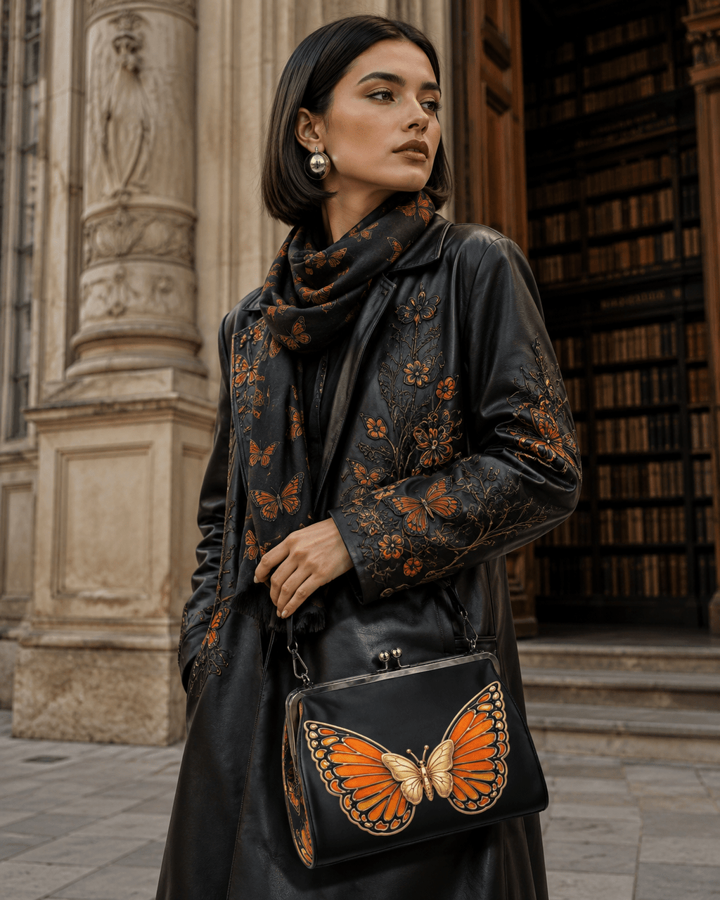 Rich and Rich Women's Orange Monarch Kisslock Crossbody Shoulder Bag - Rich and Rich Homeopportunities