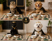 Load image into Gallery viewer, Rich &amp; Rich Personalized Pet Beige Feeding Mat – Custom Absorbent Non-Slip Pet Food &amp; Water Mat (USA)
