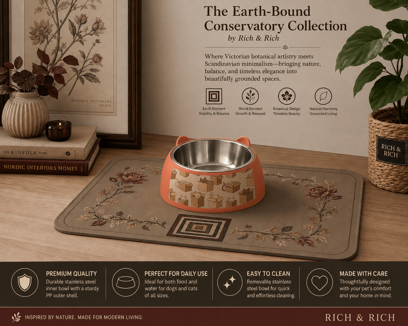 Rich and Rich Cat In The Box Orange Pet Bowl - Rich and Rich Homeopportunities