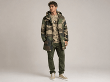 Load image into Gallery viewer, Rich and Rich Camo Green Men’s Fleece-Lined Mid Length Hooded Coat | Fall &amp; Winter Streetwear Jacket - Rich and Rich Homeopportunities
