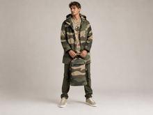 Load image into Gallery viewer, Rich and Rich Camo Green Men’s Fleece-Lined Mid Length Hooded Coat | Fall &amp; Winter Streetwear Jacket - Rich and Rich Homeopportunities
