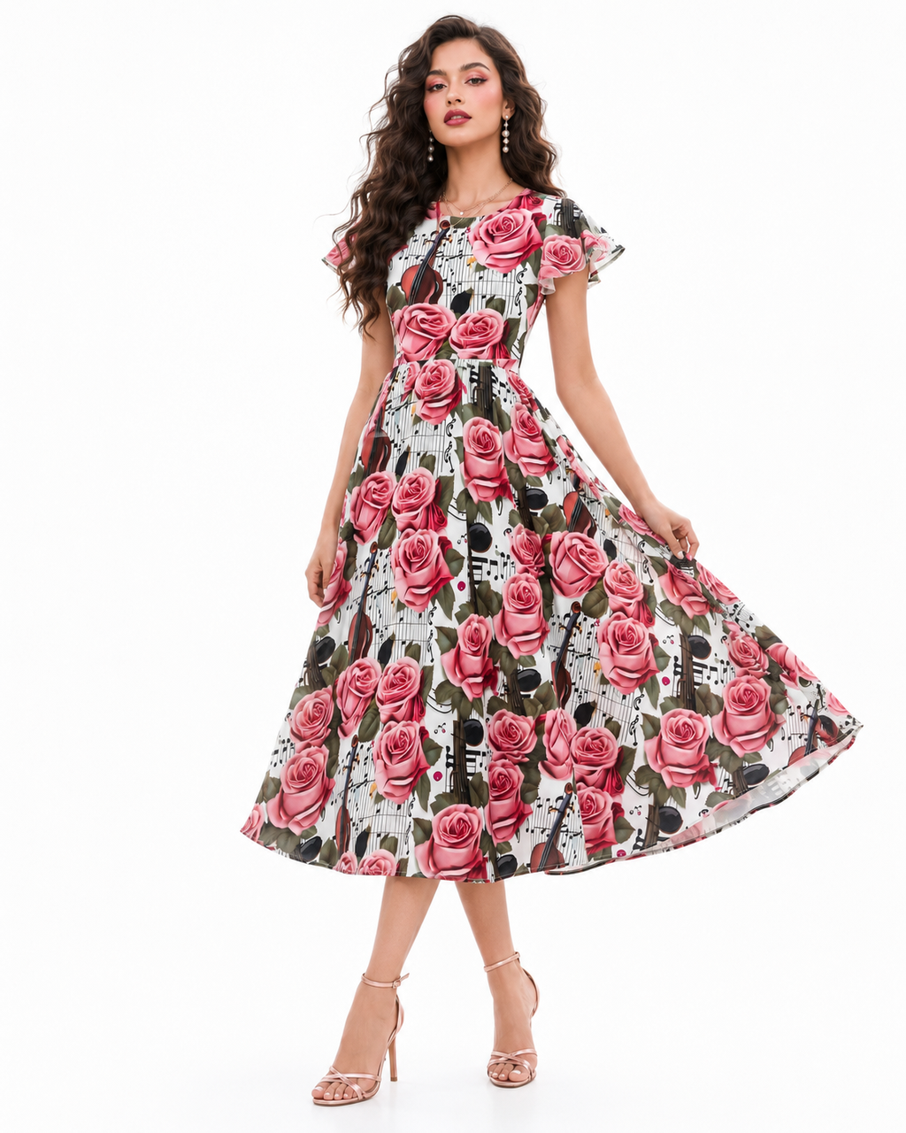 Rich & Rich Roses Violin & Music Notes All-Over Print Maxi Dress