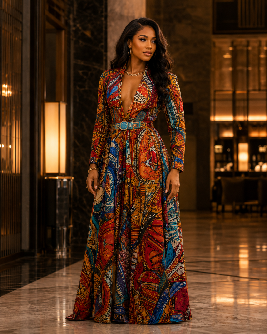 Rich and Rich Bold Print Maxi Gown