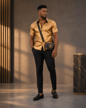 Load image into Gallery viewer, Rich and Rich Gold Baroque Men's Short Sleeved Shirt - Rich and Rich Homeopportunities
