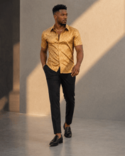 Load image into Gallery viewer, Rich and Rich Gold Baroque Men's Short Sleeved Shirt - Rich and Rich Homeopportunities
