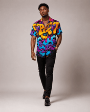Load image into Gallery viewer, Rich and Rich Graffiti Print Men's Short Sleeved Shirt - Rich and Rich Homeopportunities
