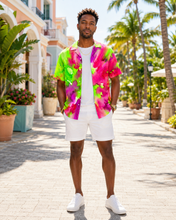 Load image into Gallery viewer, Men's Hot Magenta &amp; Lime Explosion Hawaiian Shirt - Rich and Rich Homeopportunities
