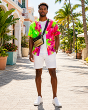 Load image into Gallery viewer, Men's Hot Magenta &amp; Lime Explosion Hawaiian Shirt - Rich and Rich Homeopportunities
