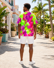 Load image into Gallery viewer, Men's Hot Magenta &amp; Lime Explosion Hawaiian Shirt - Rich and Rich Homeopportunities
