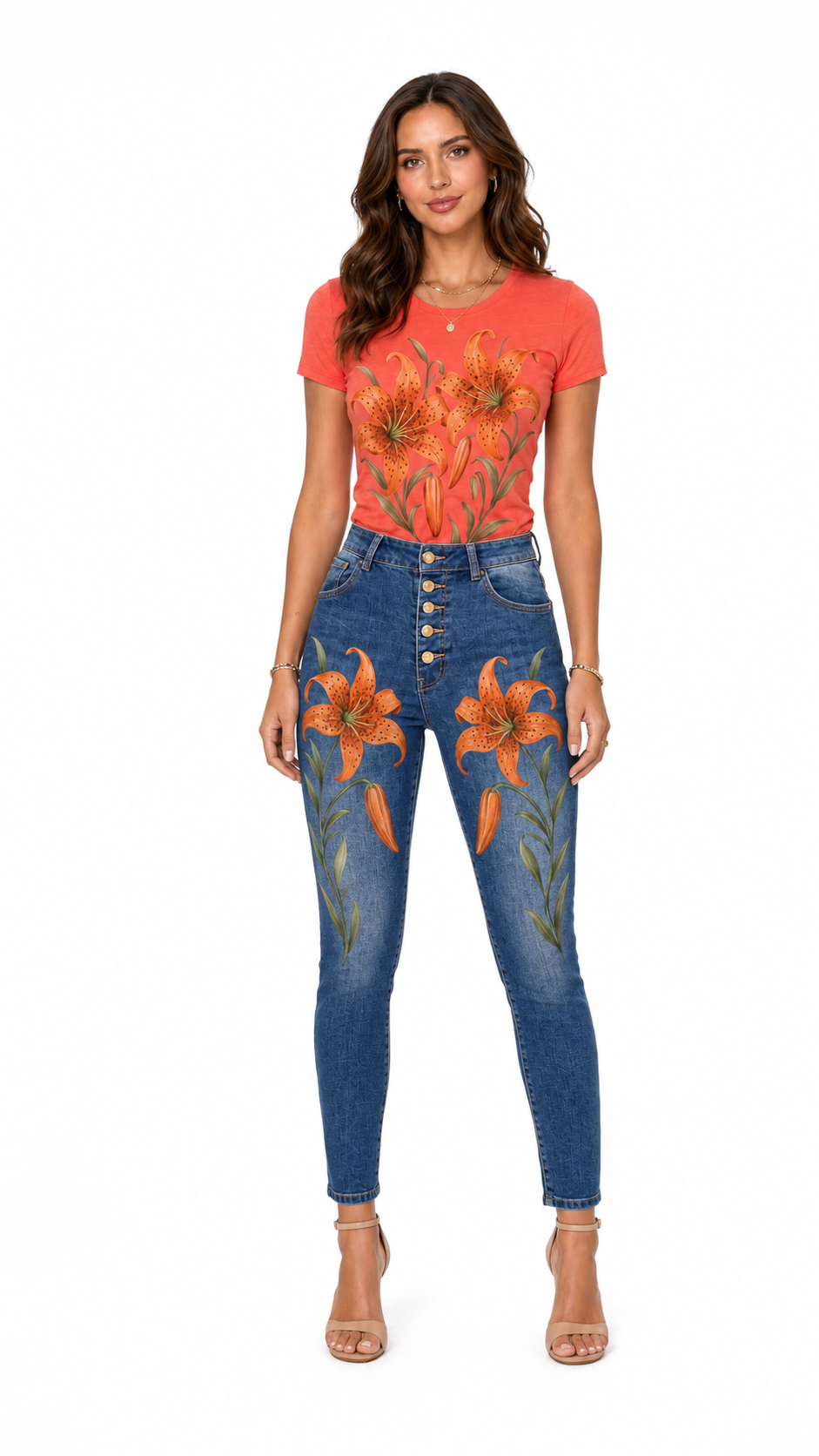 Tiger Lilies Graphic Denim & Tee Set