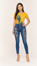 Load image into Gallery viewer, Peacock Feathers Graphic Denim &amp; Tee Set - Rich and Rich Homeopportunities
